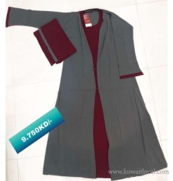 AMAZING PRICE-Pretty Brown with Ash top layer- Ash opened top layer stylish Abaya and Stole