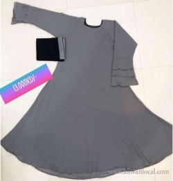 Ash Beauty - Full length Ash color new style flayed Abaya with stole