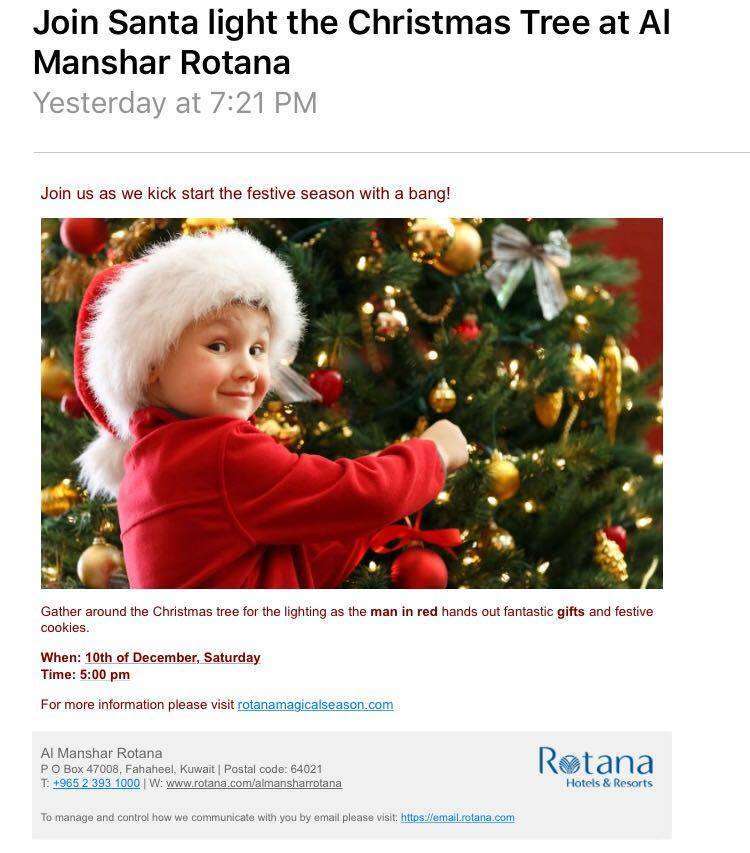 Kuwait Santa Join Santa Claus As He Lights The Al Manshar Rotana Christmas | Kuwait ...