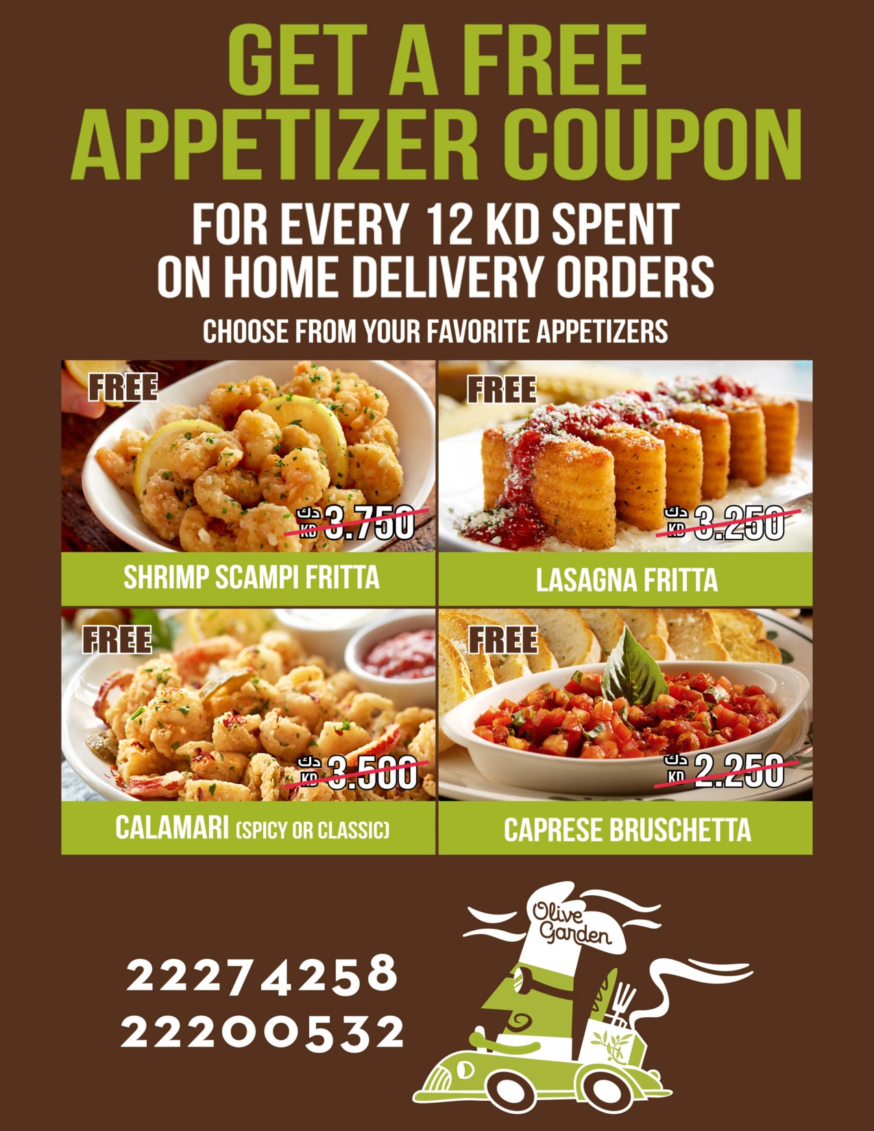 Get A Free Appetizer Coupon Olive Garden Restaurant Kuwait Local
