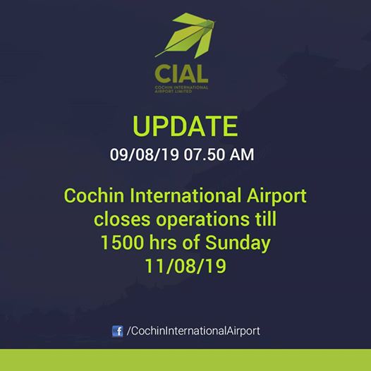 عدد قتلى أمطار ولاية كيرالا يصل إلى 23 رحلة ، حيث تأثرت الرحلات الجوية بسبب إغلاق مطار كوشين الدولي