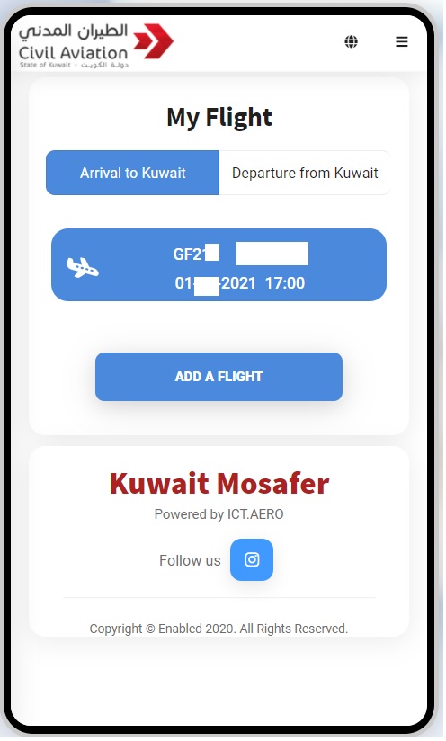 Add Flight Details on Kuwaitmosafer app