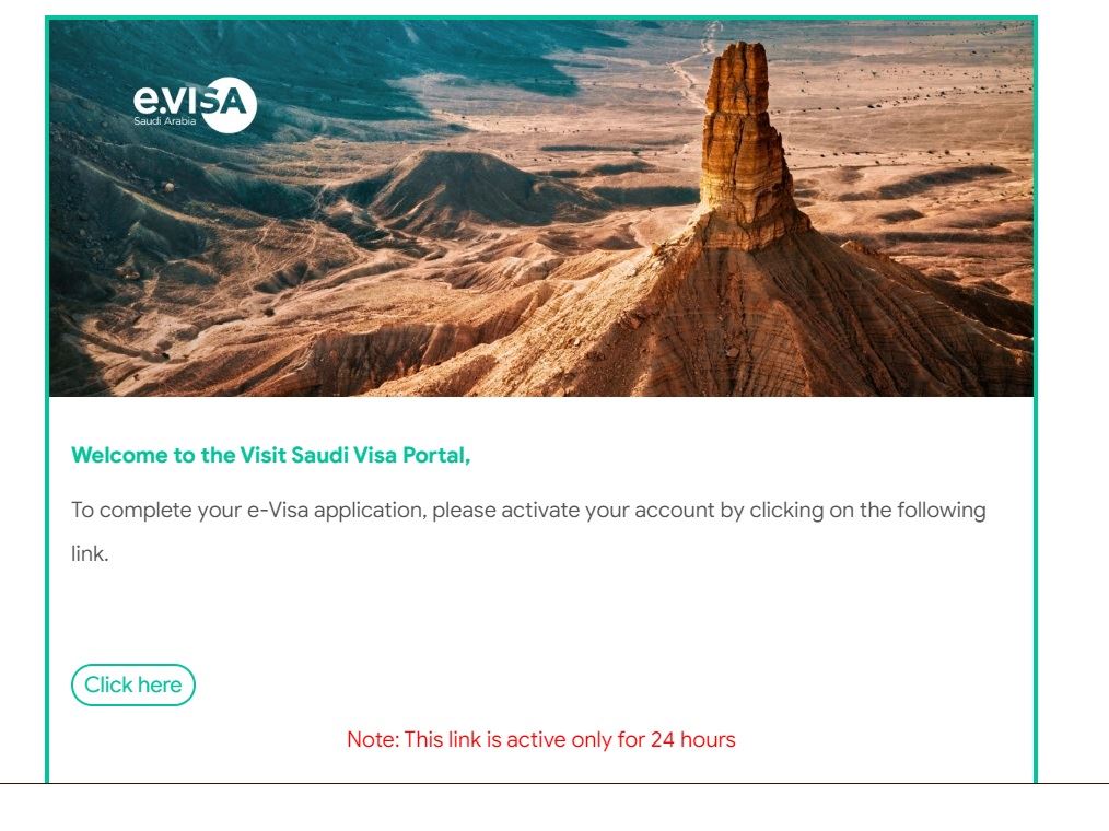 Confirm your email for applying saudi visit visa