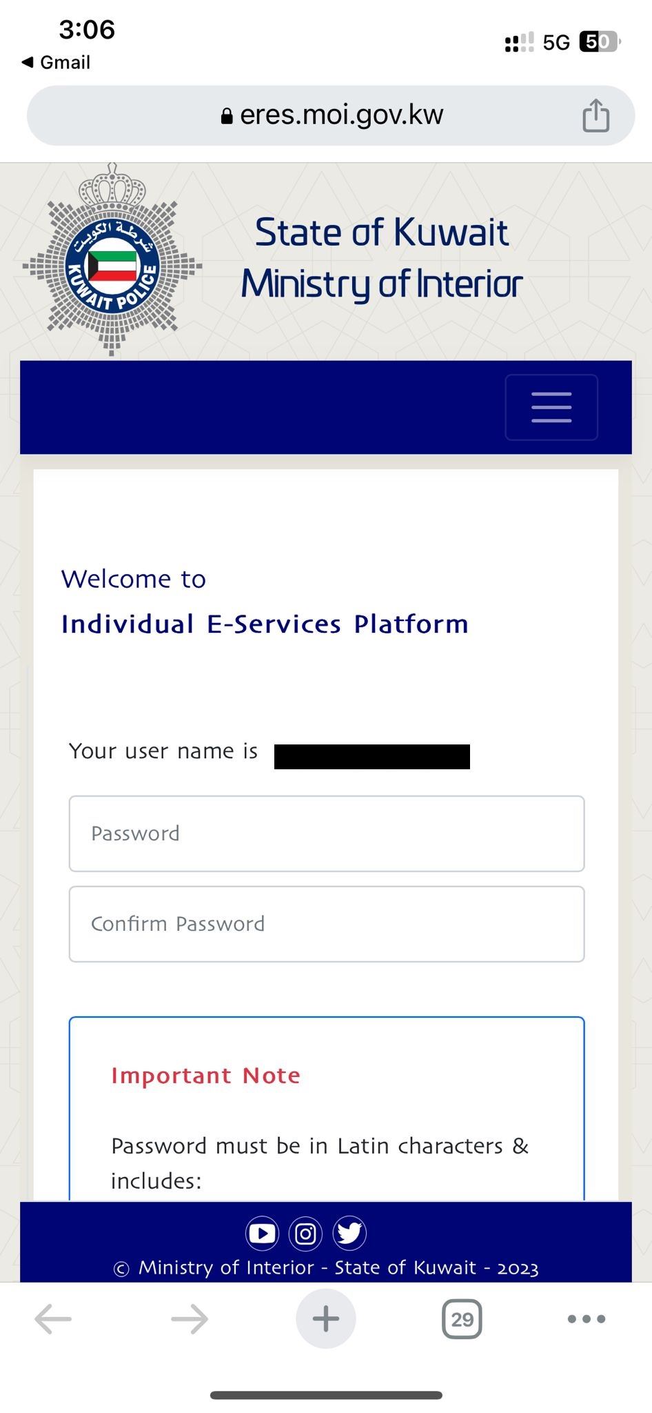 Create Password for Your MOI Account How to Register MoI Website with Mobile ID