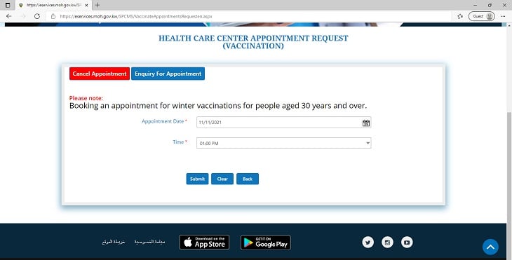 Winter vaccination Kuwait Appointment